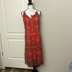 Lucky Brand Red and Gray Patterned Dress